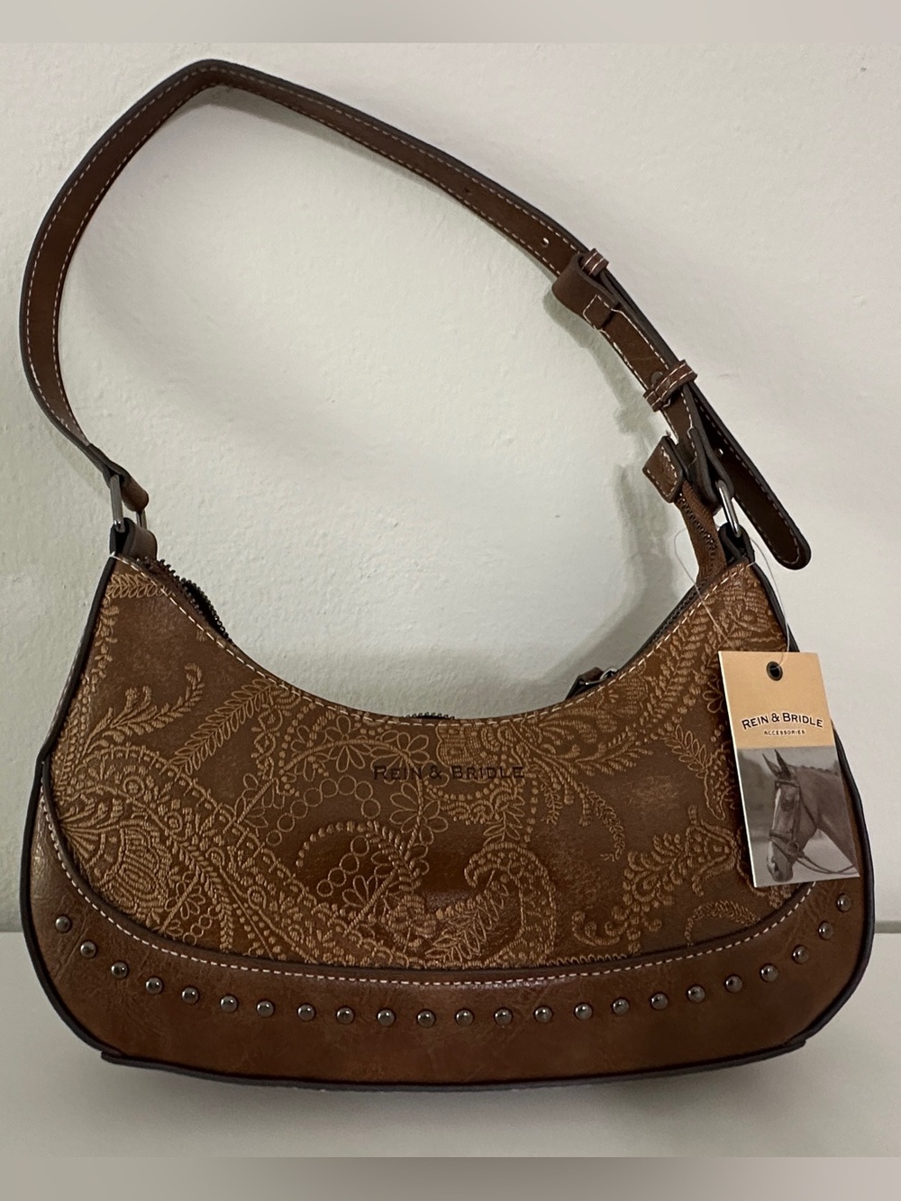Rein & Bridle Brown Embossed Shoulder Bag NWT